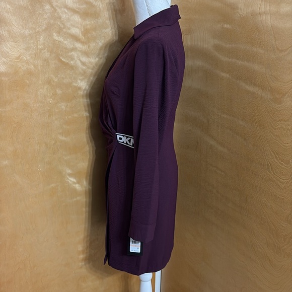 NWT DKNY Long Sleeve Faux Wrap Dress In Raisin Color Size 2 - Picture 4 of 15